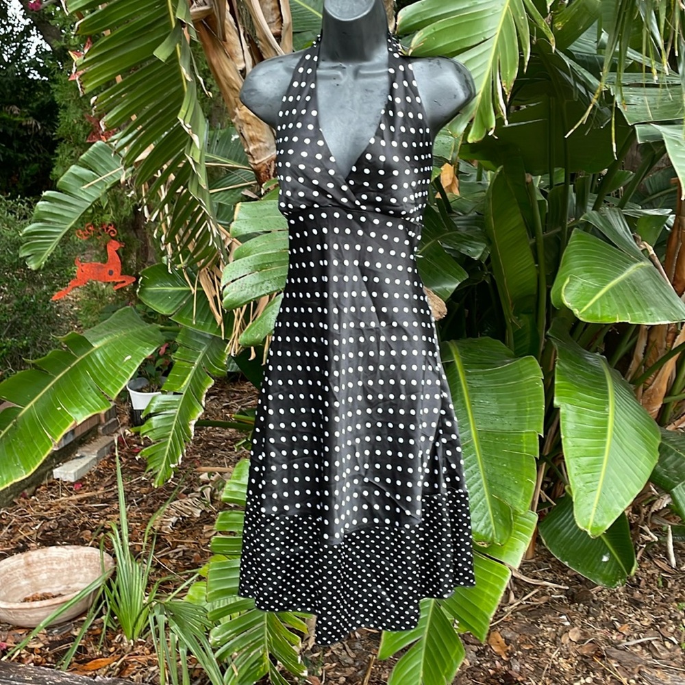 Satin polkadot halter dress